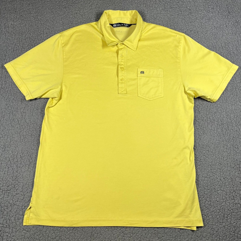 Travis Mathew Polo Shirt Mens XL Pima Cotton Blend Pocket Yellow Golf Casual